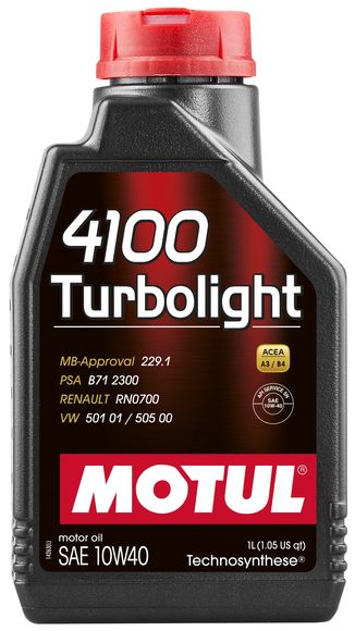 Sintētiska pusmotoreļļa MOTUL 4100 TURBOLIGHT 10W-40, 1l
